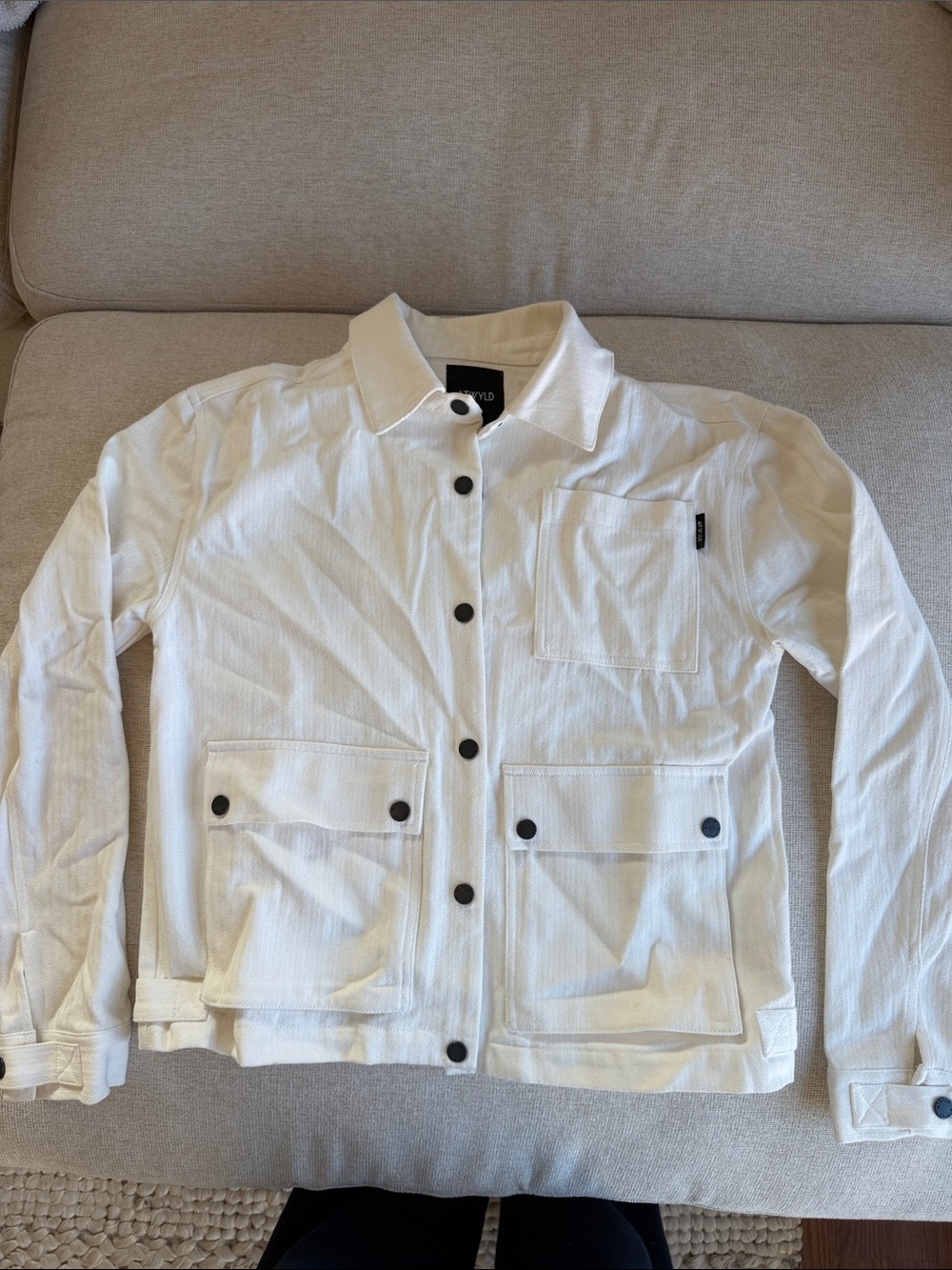 Lightweight White Button-Front Shirt Jacket